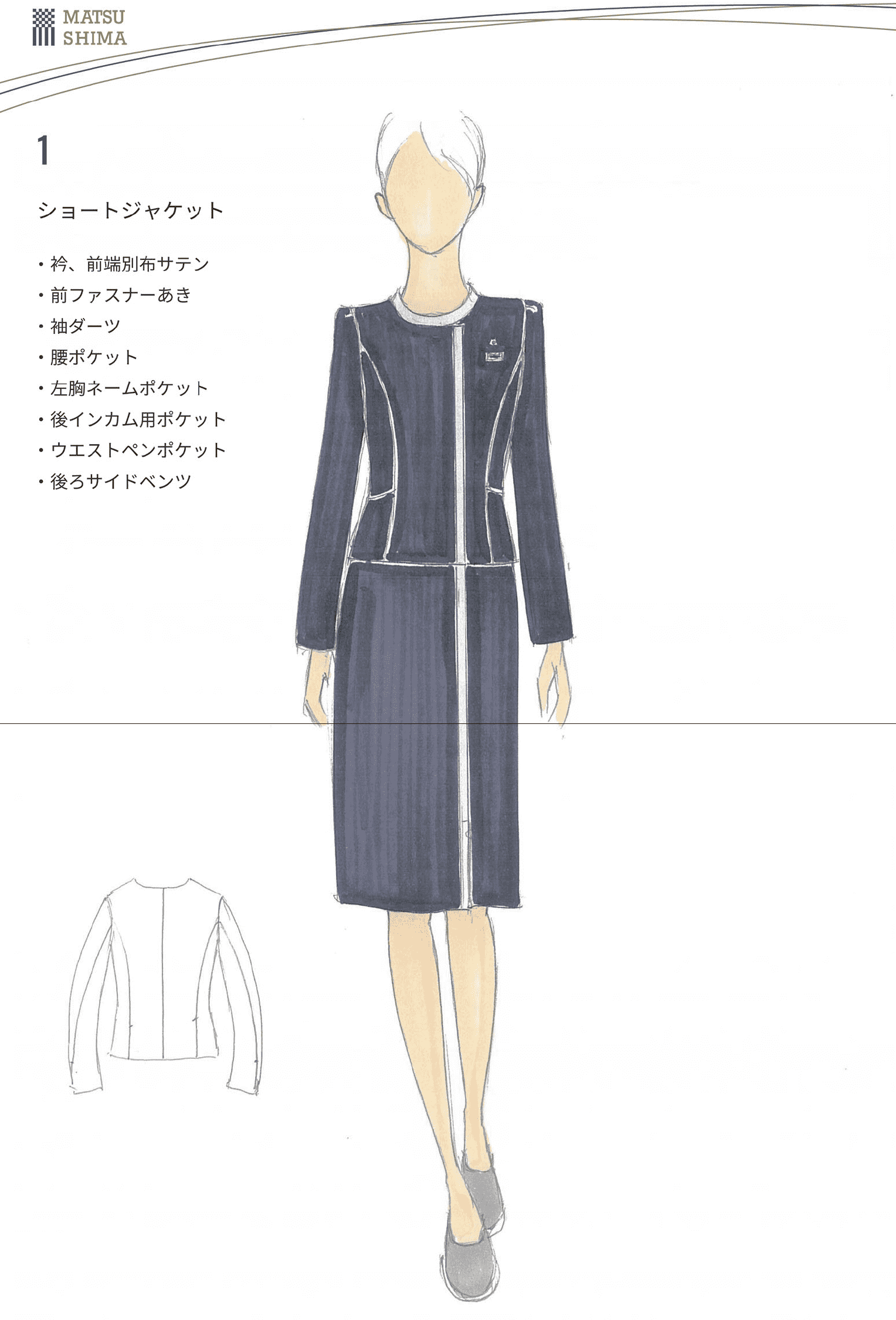 制作した制服のデザインパターン図
