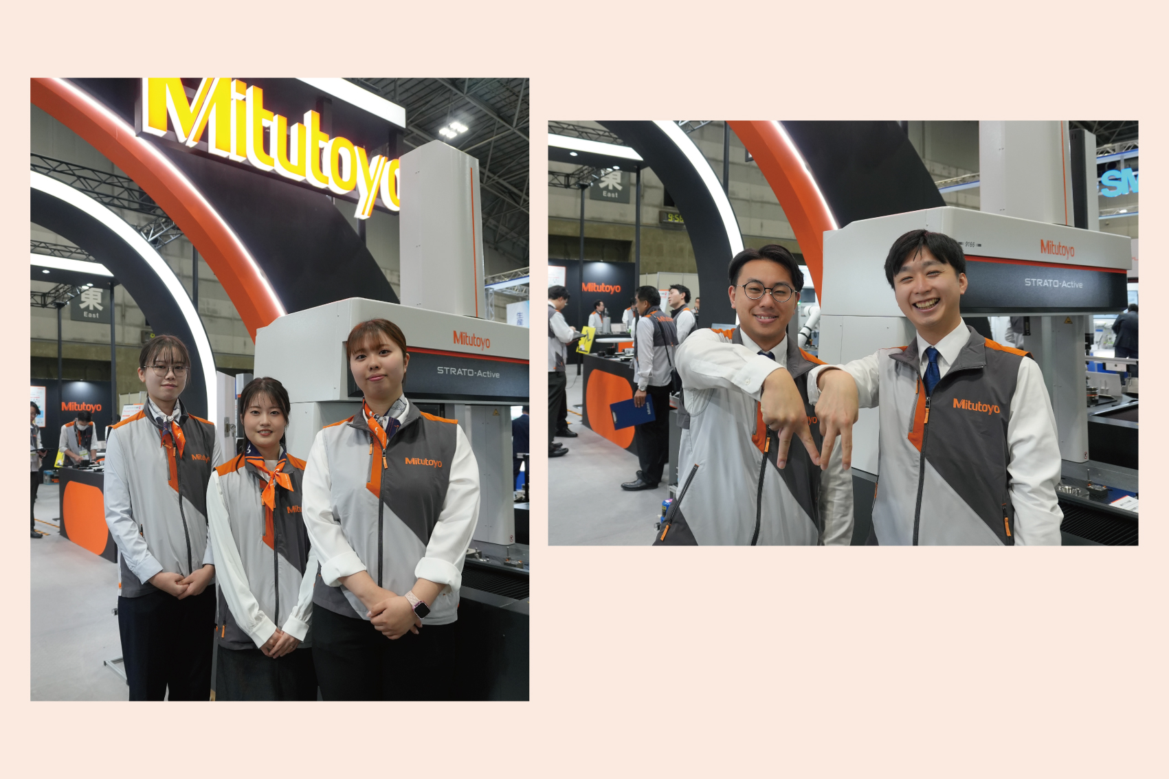 株式会社ミツトヨ様のコーポレートカラーが映える作業服・ワーキングウェアを社員が着用している写真。