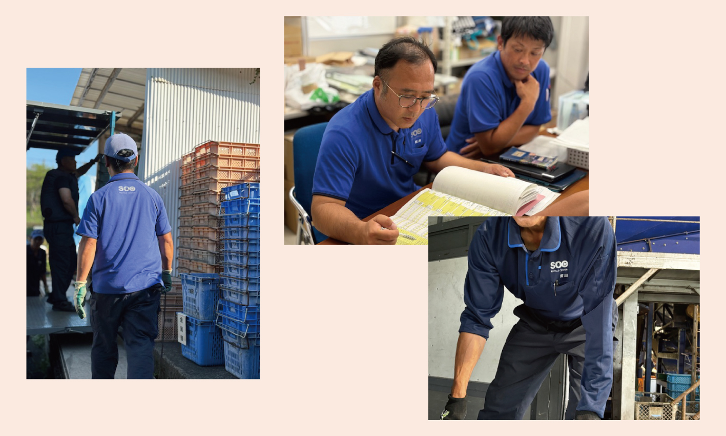 ゴミ回収会社で働いている様子