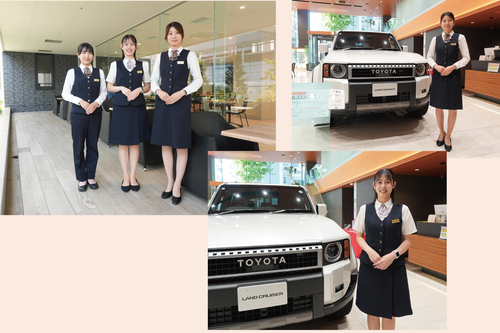 制服を着た女性が案内をしている写真