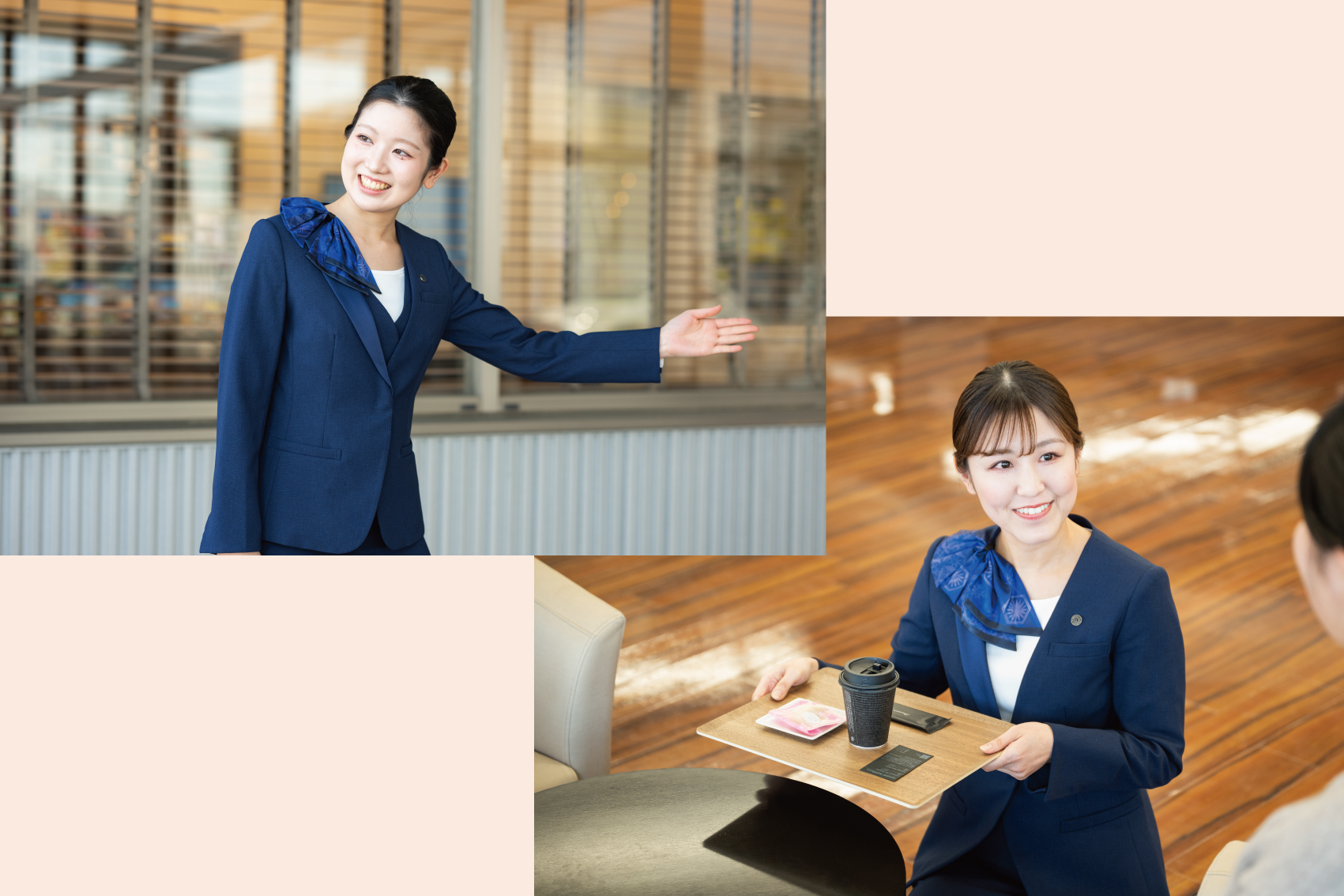 お客様をご案内するスタッフ